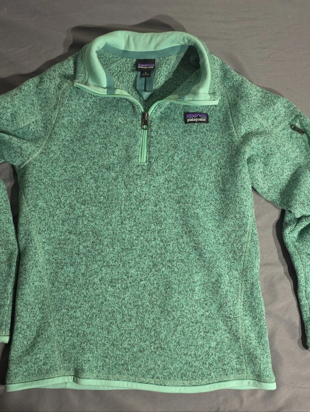 Patagonia Girls Mint-Green Heather Half-Zip Fleece Pullover